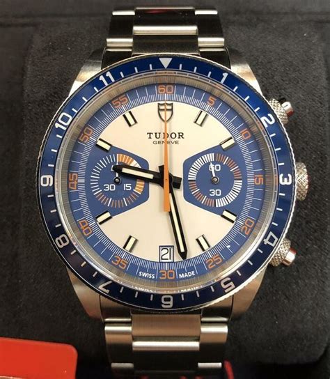 tudor crono quadrante blu 45mm pelle|tudor anni 70.